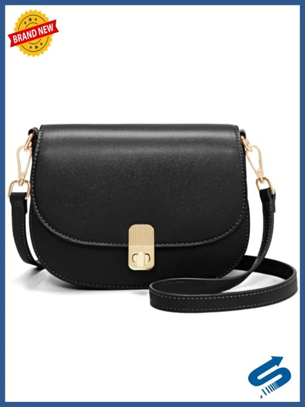 Vegan PU Leather Crossbody Bag with Adjustable Strap Satchel Handbag